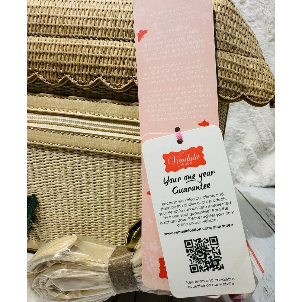 NWT Vendula Tiki Bar Grab Bag Rare Retired Beige 9"x11" Straw Crossbody Vegan - Picture 12 of 16